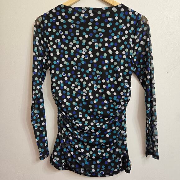Counterparts Vtg Y2K Twee Polka Dot Drape Cowl Neck Semi-Sheer Artsy Mesh Top S - Picture 5 of 11